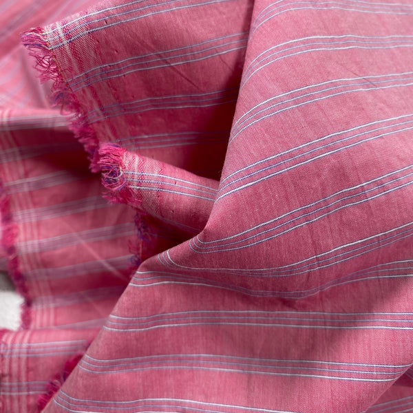 Deadstock aus Italien | Stoffstück: 1,70 m | Baumwolle-Leinen | rosa gestreift | 85% Baumwolle 15 % Leinen