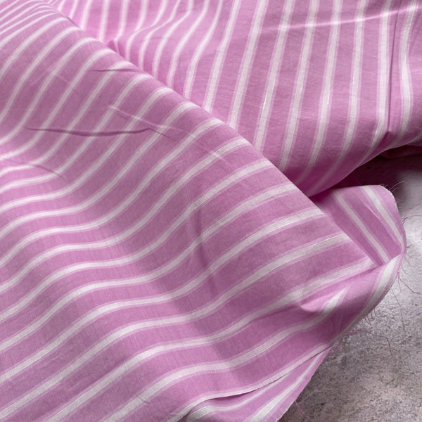 Deadstock aus Italien | Stoffstück: 1 m und 2 m | Baumwolle | rosa gestreift | 100 % Baumwolle