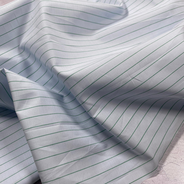 Deadstock aus Italien | Stoffstück: 1,60 m | Baumwolle | blau/grün gestreift | 100 % Baumwolle