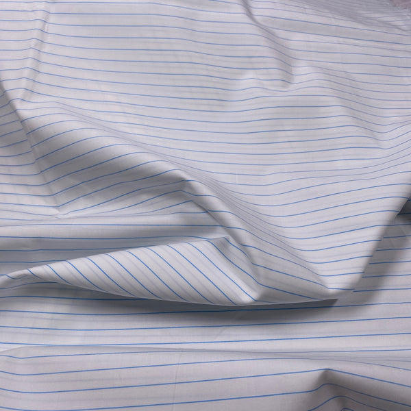 Deadstock aus Italien | Stoffstück: 2,40 m | Baumwolle | weiß/hellblau gestreift | 100 % Baumwolle