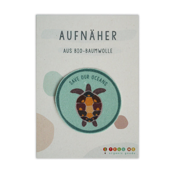 Aufnäher | Schildkröte "Save our Oceans" || 100% Bio-Baumwolle