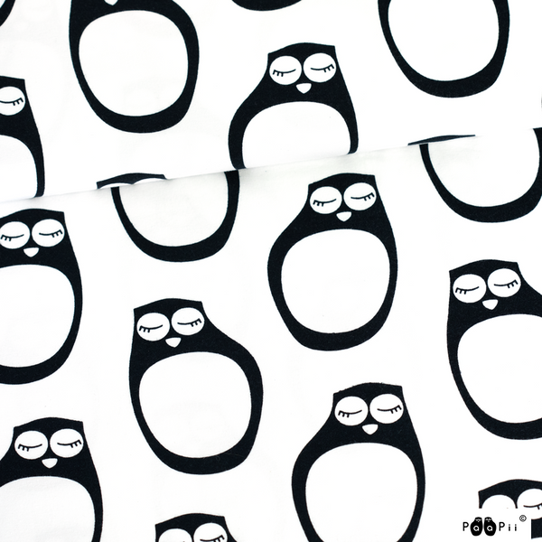 Organic Jersey | Sleepy Owls | black and white || 95% organic cotton 5% elastane