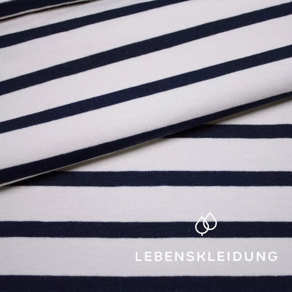 Organic Stretch Jersey | broadly striped | natural white/navy || 95% organic cotton 5% elastane