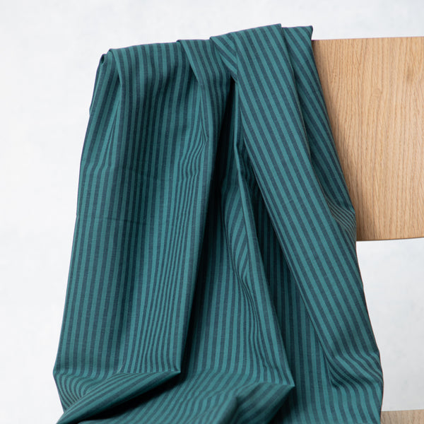 Bio Cotton | Oxford Stripe | indigo night / chalky green || 100% Bio-Baumwolle